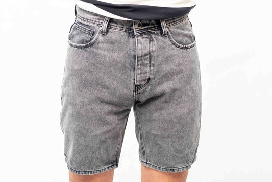 GREY WASHED DENIM SHORT